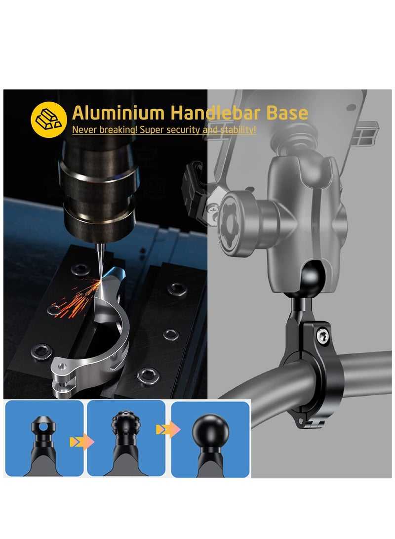 SOLARAE Anti-Theft Motorcycle Phone Holder - Dual Socket Aluminum Ball Mount for 4.0-7.0" Smartphones, 1" 360 Degree Universal Design for Bikes and Motorcycles. - Image 3