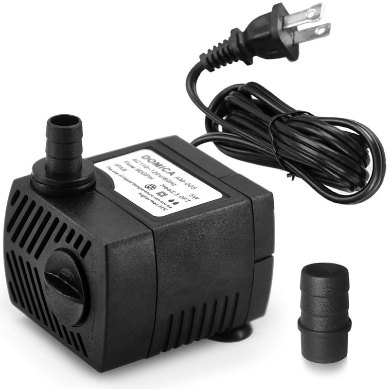 DOMICA 90 GPH Mini Submersible Pump, Small Fountain Pump (5W 350L/H) for water feature, Aquariums, Fish Tank, Tabletop Fountain, Pet Fountain, Indoor or Outdoor Pond Fountain - Image 1