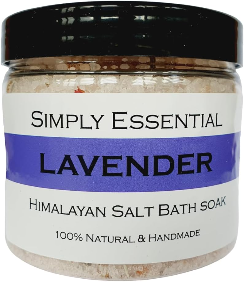 Lavender Bath Salts w Pink Himalayan Salt with Added Lavender Flowers 225g