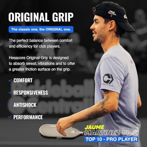 Hesacore Pickleball Paddle Grip - 5.25" - Regular Feel - Comfortable for Tennis Elbow, Increased Grip Strength, Less Vibrations, Finger Support, Helps Sweaty Hands - Size Small - Image 4