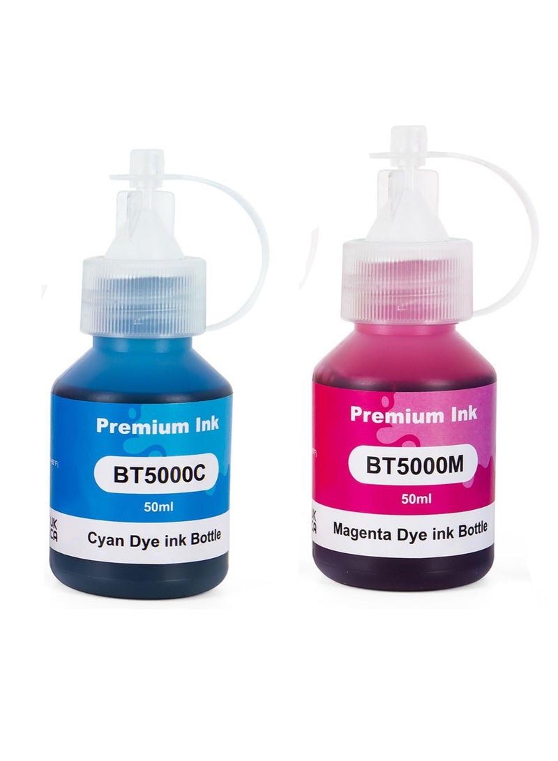 BT5000 Compatible for Brother  Cyan Magenta Yellow Compatible with DCP-T300 T310W T510W T710W MFC-T810W T910DW T4500DW HL-T4000DW Pack of 2