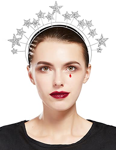 Coucoland Star Halo Crown Headband Silver Stars Headpiece Headdress Tiara Celestial Goddess Costume - Image 1
