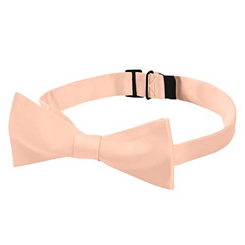 Jacob Alexander Men's Self Tie Freestyle Solid Color Bowtie - Peach - Image 2