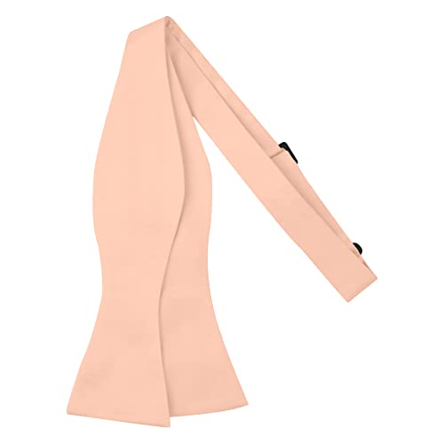 Jacob Alexander Men's Self Tie Freestyle Solid Color Bowtie - Peach - Image 1