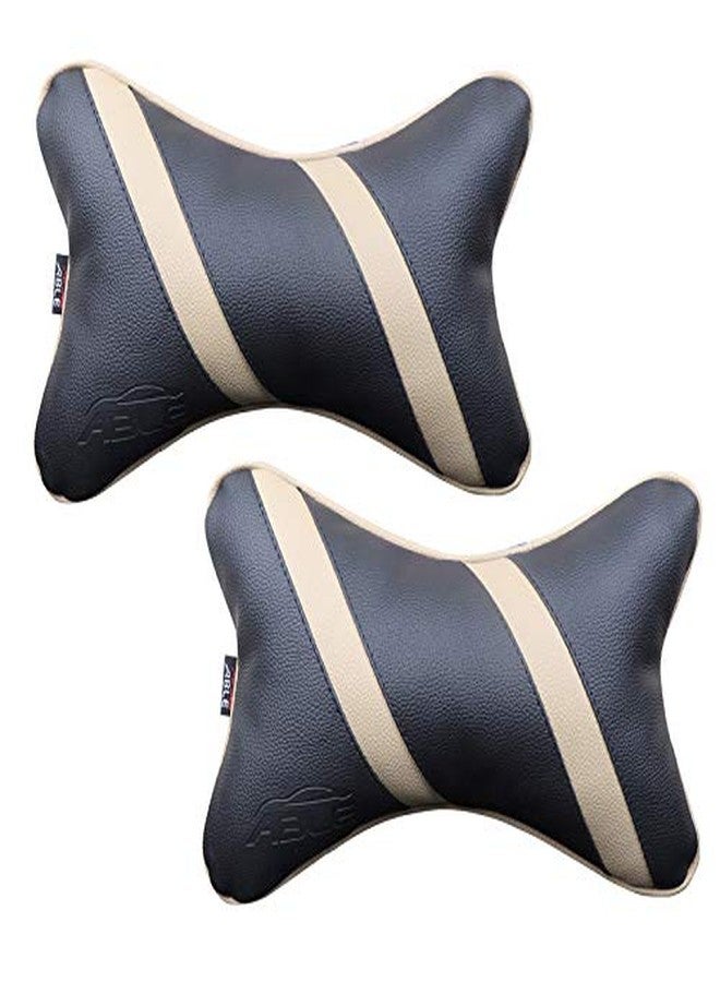 ABLE Classic Cross Neckrest Necksupporters Pillow Black and Beige for Maruti BALENO Set of 2 Pcs - Image 2
