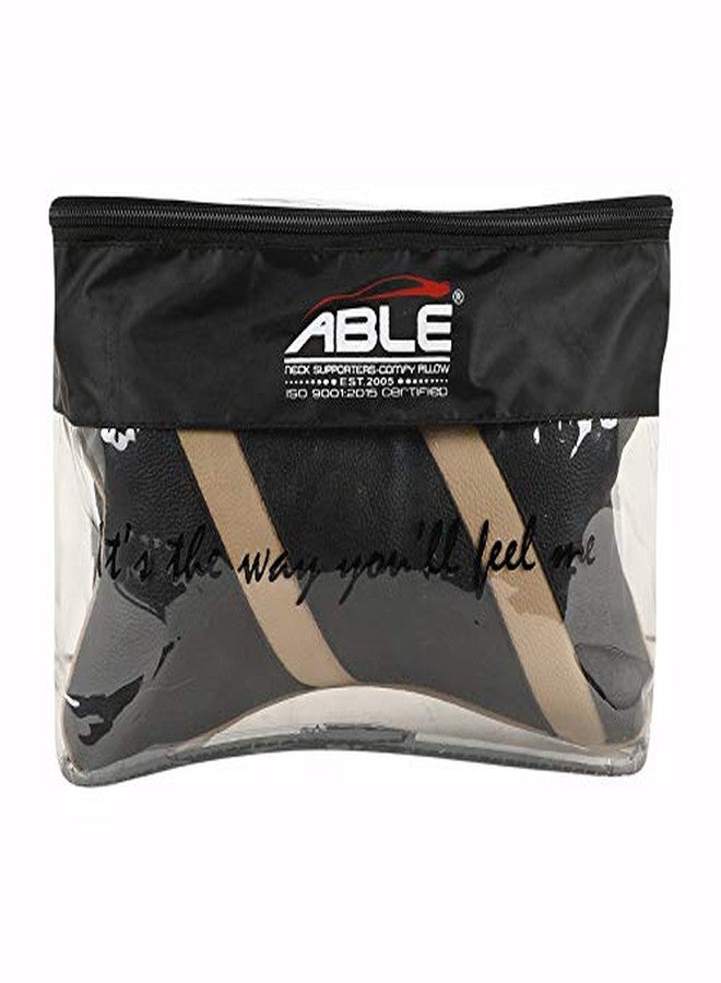 ABLE Classic Cross Neckrest Necksupporters Pillow Black and Beige for Maruti BALENO Set of 2 Pcs - Image 5