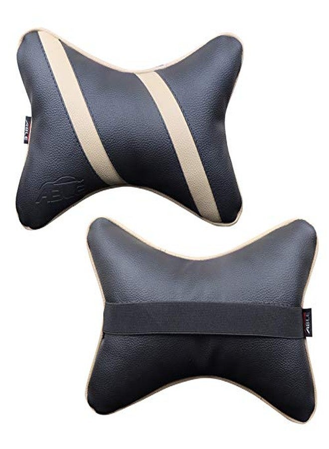 ABLE Classic Cross Neckrest Necksupporters Pillow Black and Beige for Maruti BALENO Set of 2 Pcs - Image 3