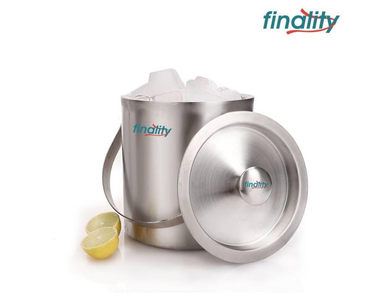 finality Double Walled Stainless Steel Ice Bucket with Lid and Ice Tong 1 Liter Keeps Ice Cold for 6 h - Image 2