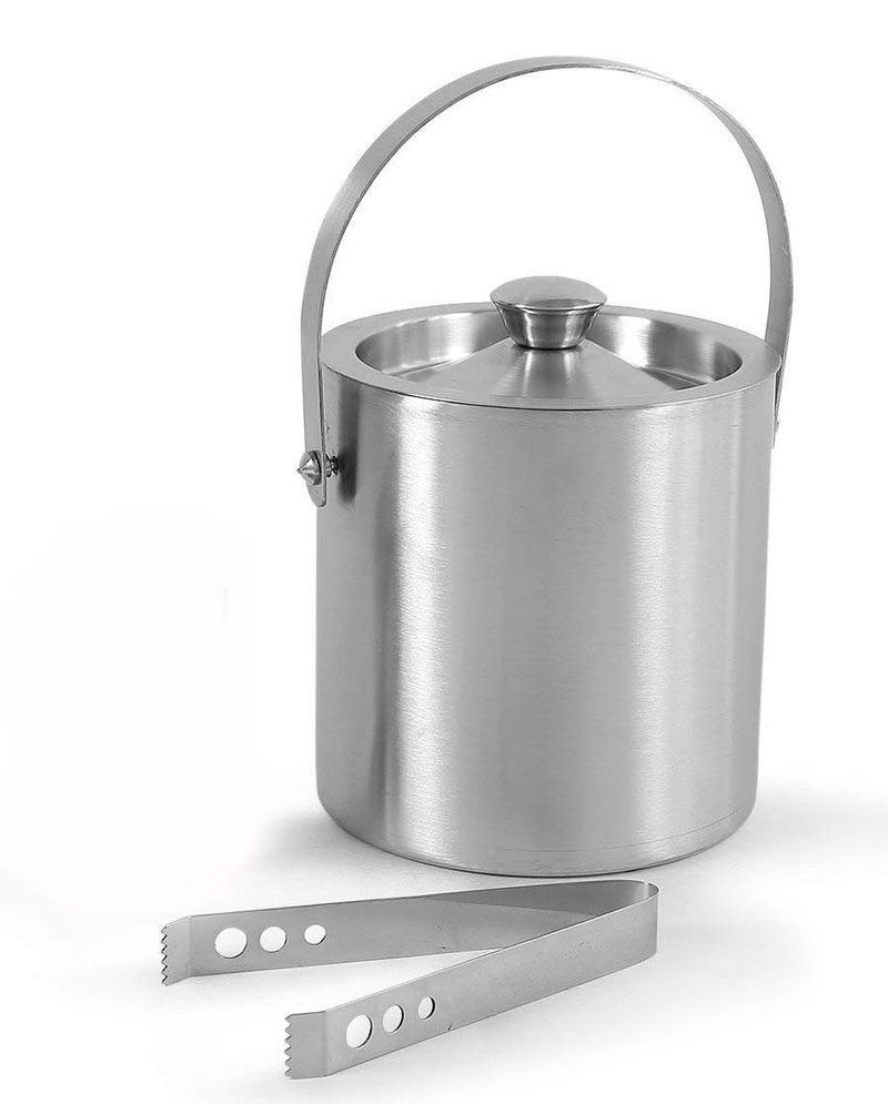 finality Double Walled Stainless Steel Ice Bucket with Lid and Ice Tong 1 Liter Keeps Ice Cold for 6 h - Image 1