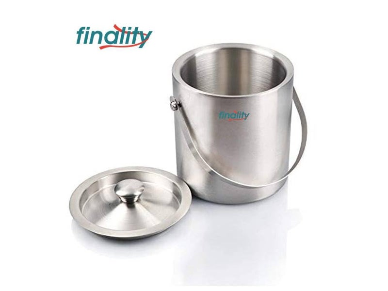 finality Double Walled Stainless Steel Ice Bucket with Lid and Ice Tong 1 Liter Keeps Ice Cold for 6 h - Image 4
