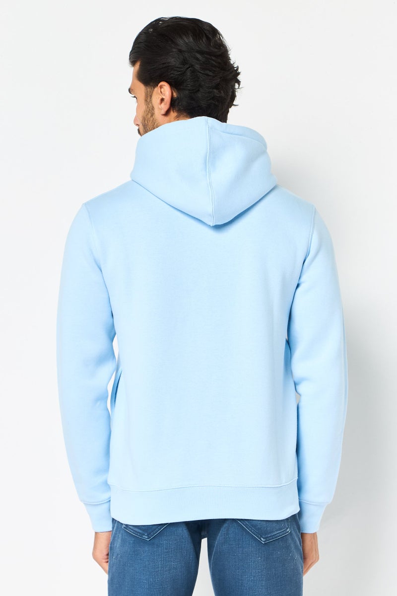 Celio Men Long Sleeve Graphic Print Hoodie, Light Blue - Image 2
