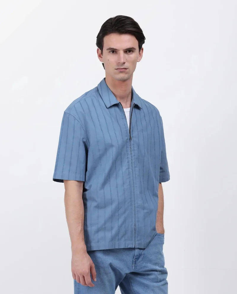 Rare Rabbit Men's Boxy Fit Striped Shirt