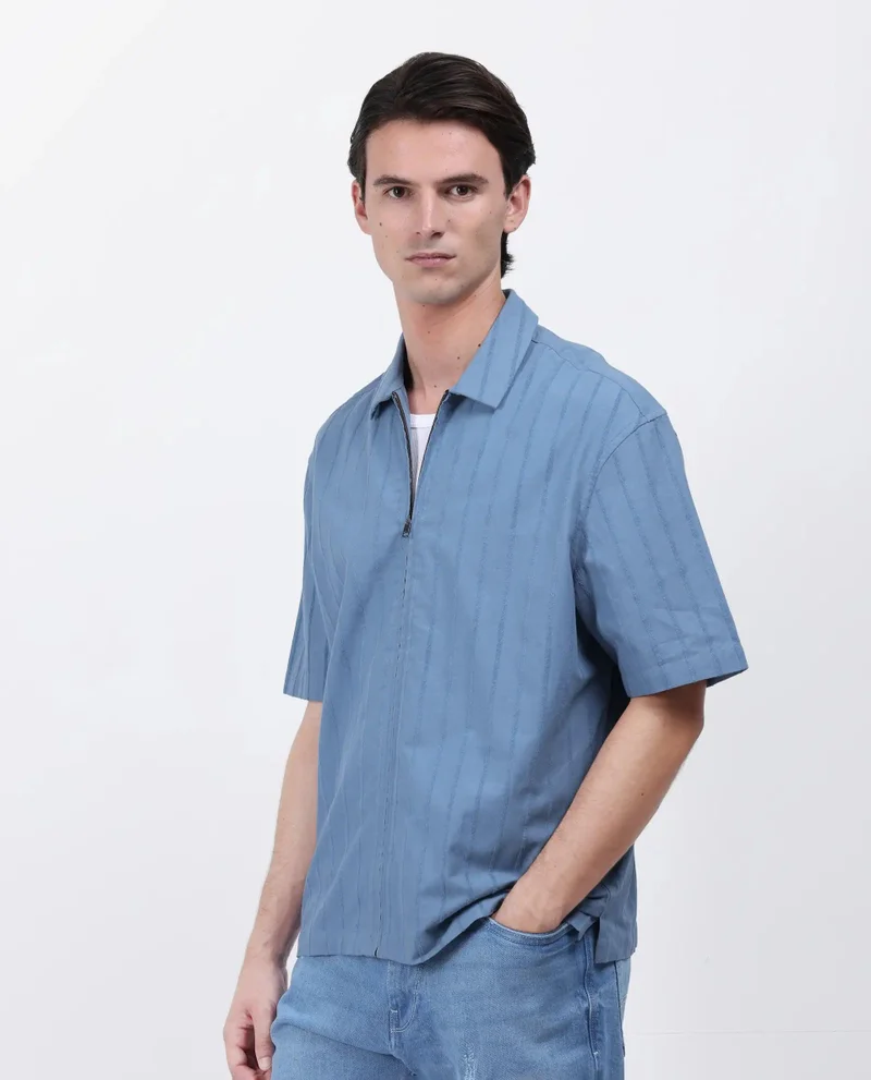 Rare Rabbit Men's Boxy Fit Striped Shirt
