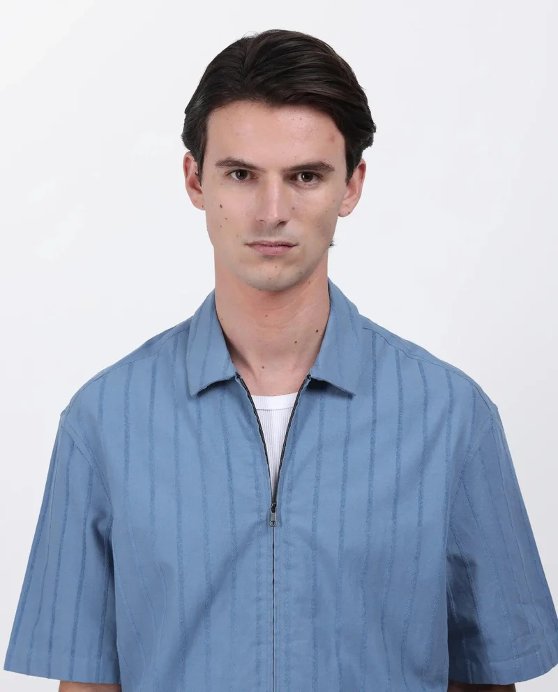 Rare Rabbit Men's Boxy Fit Striped Shirt