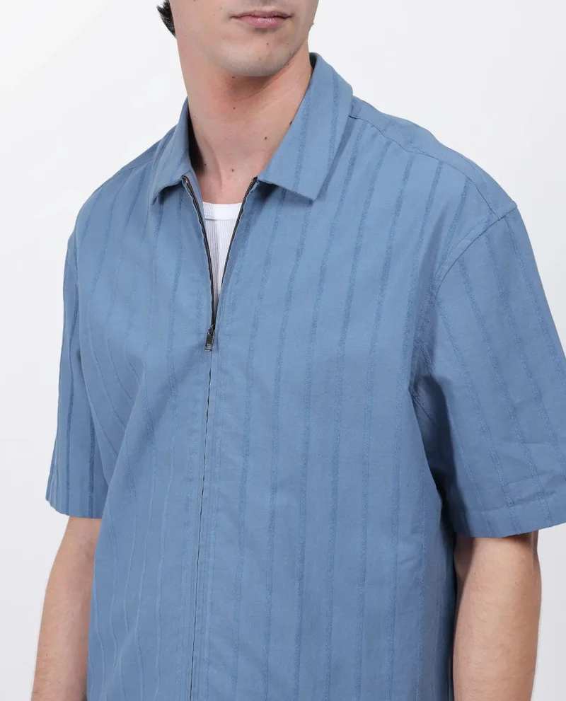Rare Rabbit Men's Boxy Fit Striped Shirt