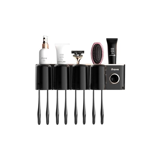 iHave Toothbrush Holders Bathroom Accessories with Toothpaste Dispenser, 4 Cups Toothbrush Holder Wall Mounted Bathroom Decor - Image 4