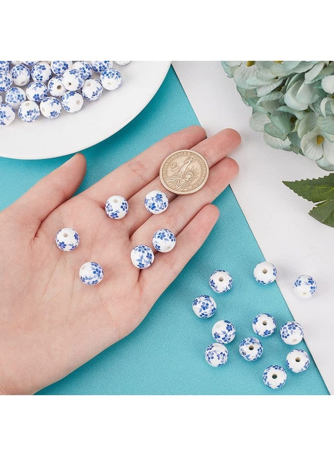 CHGCRAFT 200pcs 12mm Round Porcelain Beads Ceramic Loose Beads Handmade Porcelain Beads Printed Round Spacer Beads for DIY Jewelry Making Supplies Craft Beading Kit, Dodger Blue - Image 3