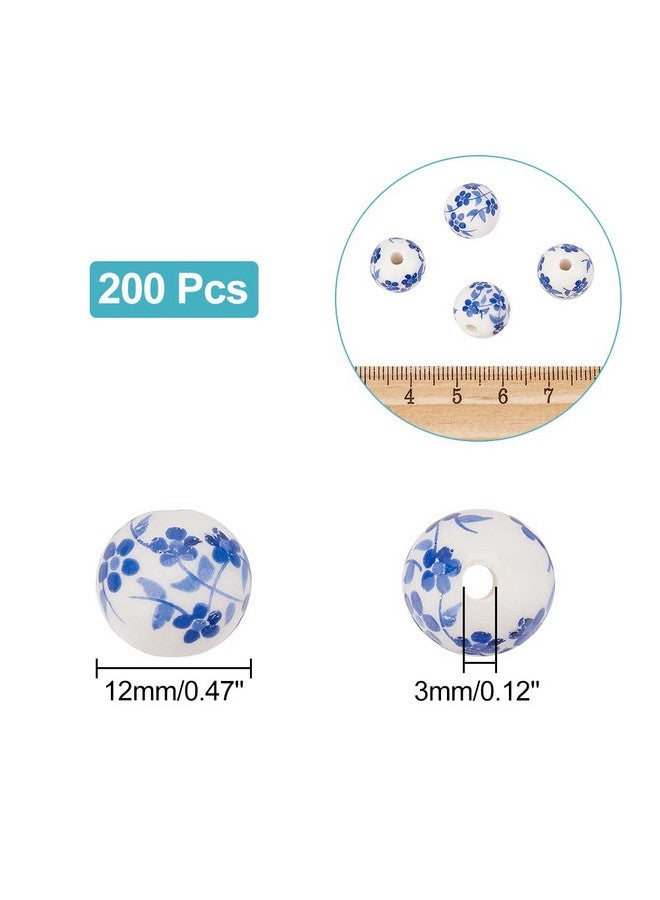 CHGCRAFT 200pcs 12mm Round Porcelain Beads Ceramic Loose Beads Handmade Porcelain Beads Printed Round Spacer Beads for DIY Jewelry Making Supplies Craft Beading Kit, Dodger Blue - Image 2