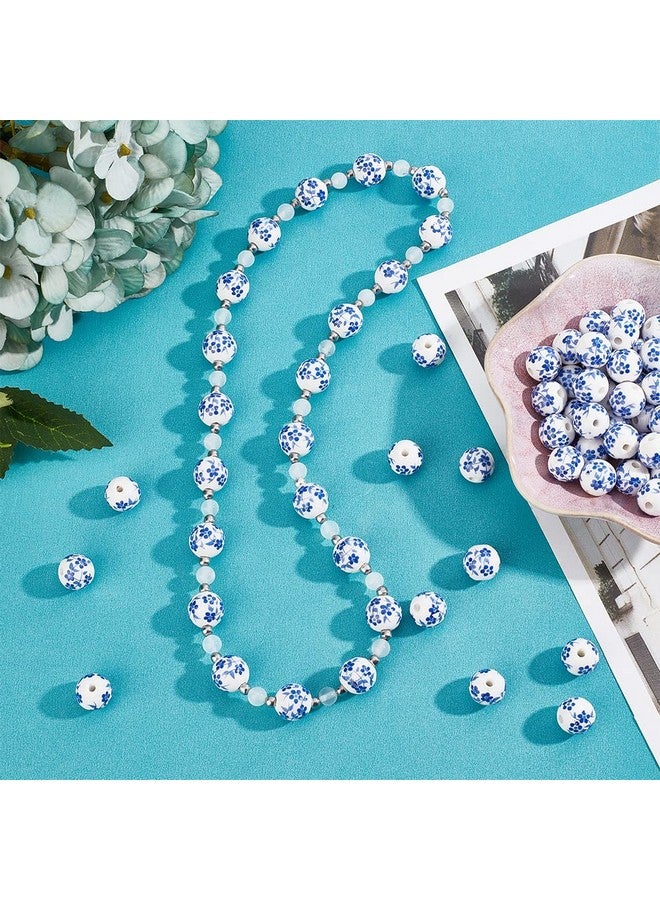 CHGCRAFT 200pcs 12mm Round Porcelain Beads Ceramic Loose Beads Handmade Porcelain Beads Printed Round Spacer Beads for DIY Jewelry Making Supplies Craft Beading Kit, Dodger Blue - Image 4
