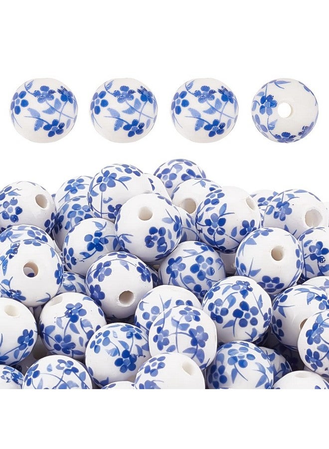 CHGCRAFT 200pcs 12mm Round Porcelain Beads Ceramic Loose Beads Handmade Porcelain Beads Printed Round Spacer Beads for DIY Jewelry Making Supplies Craft Beading Kit, Dodger Blue - Image 1