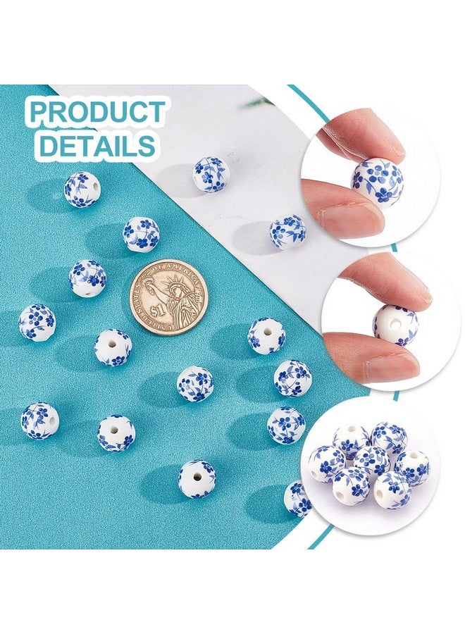 CHGCRAFT 200pcs 12mm Round Porcelain Beads Ceramic Loose Beads Handmade Porcelain Beads Printed Round Spacer Beads for DIY Jewelry Making Supplies Craft Beading Kit, Dodger Blue - Image 5