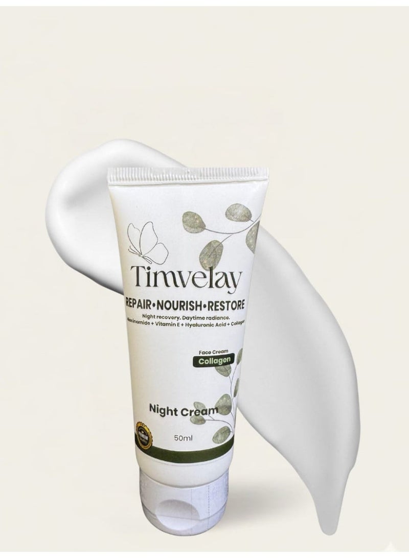 Timvelay Collagen Night Cream – Deep Hydration & Skin Nourishment – For All Skin Types - Image 1