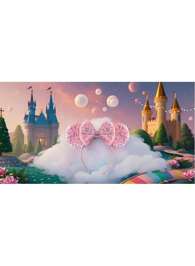 KARETT Mouse Ears Bow Headbands, Sparkle Mouse Ears Headband Glitter Hair Band for Party Princess Decoration Cosplay Costume - Image 5