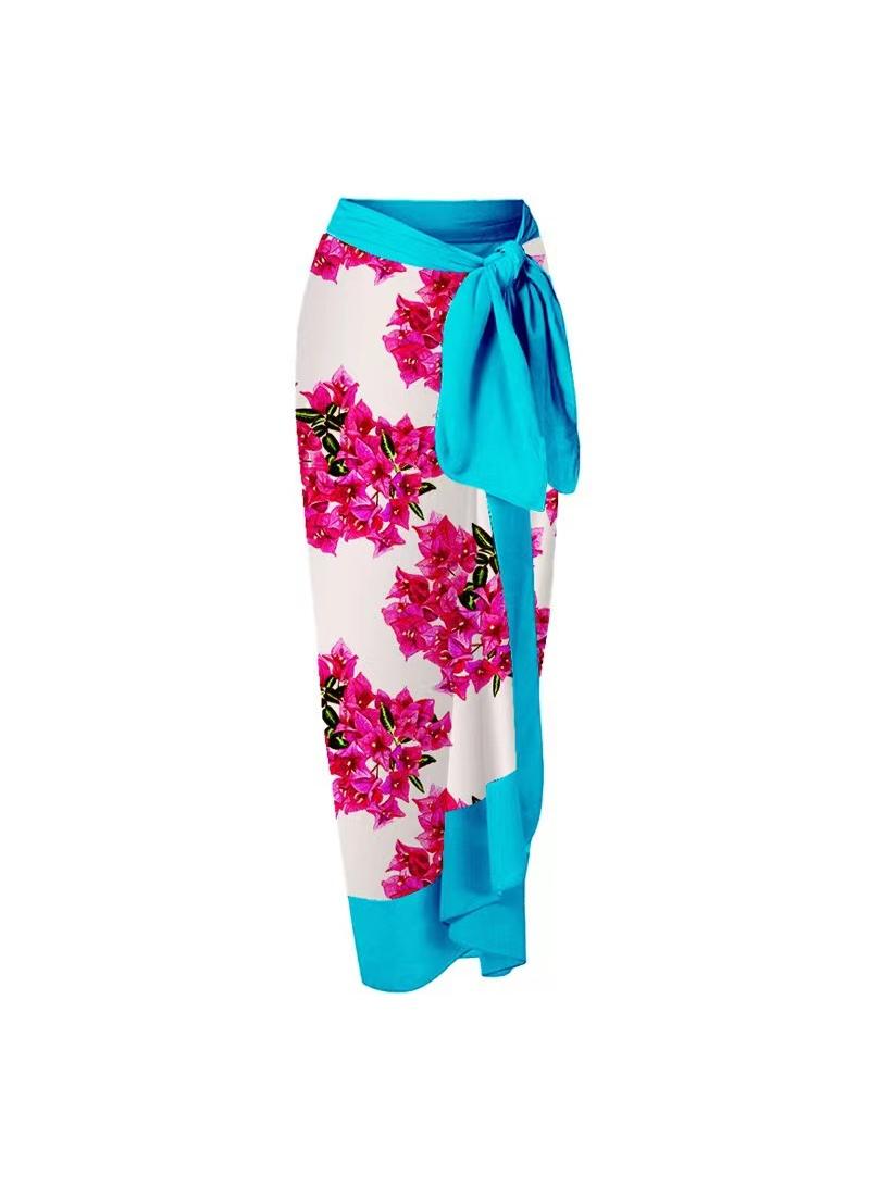 Y&D 2-Piece Women Single Shoulder Lotus Leaf Edge Printed Swimsuit With Skirt Holiday Beach Dress Female Retro Swimwear Vintage Surf Wear Summer  - Image 3