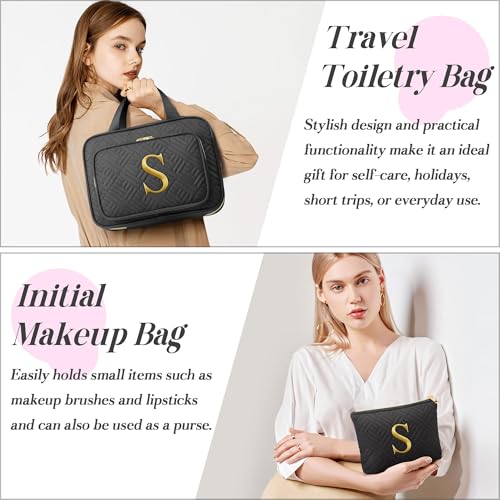 Partylamb Gifts for Women, Initial Toiletry Makeup Bag Hanging Cosmetic Organizer with Embroidery Letter Personalized Nurse Teacher Appreciation Gift Birthday Christmas Gifts for Mom Sister Wife Friend Auntie - Image 5