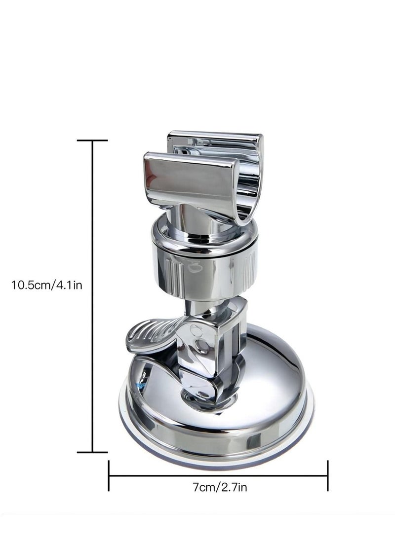 Shower Head Holder, Bathroom Suction Cup Handheld Showerhead Bracket, Adjustable Height Removable Wand Holder Wall Mounted Bracket Silver 2pcs - Image 4