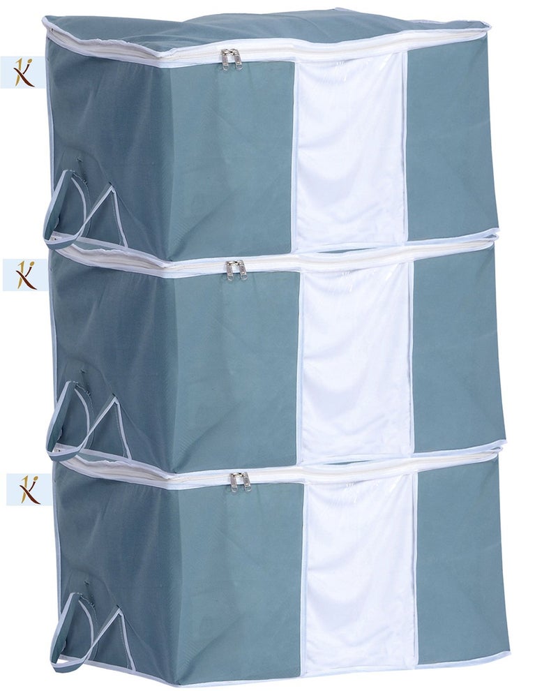 Kuber Industries 3 Piece Non Woven Underbed Storage Organiser Set Dark Grey Rbed15 - Image 1