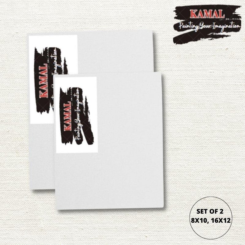 Kamal فرش كمال المسطحة المستديرة الذهبية والسوداء من الشعر الصناعي مع لوحة قماش قطنية حبيبات متوسطة 8X10، 16X12 مجموعة من 2 مع لوحة خشبية متوسطة - Image 3
