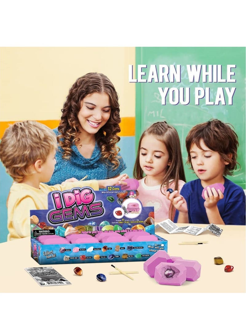 يو كيه آر UKR I Dig Gems مجموعة أدوات التنقيب عن الصخور والأحجار الكريمة مكونة من 12 قطعة | مجموعة الجيولوجيا التعليمية للأطفال من سن 6 إلى 9 سنوات | لعبة ممتعة لاكتشاف الحفريات والمعادن | هدية علمية مثالية للأطفال - Image 5
