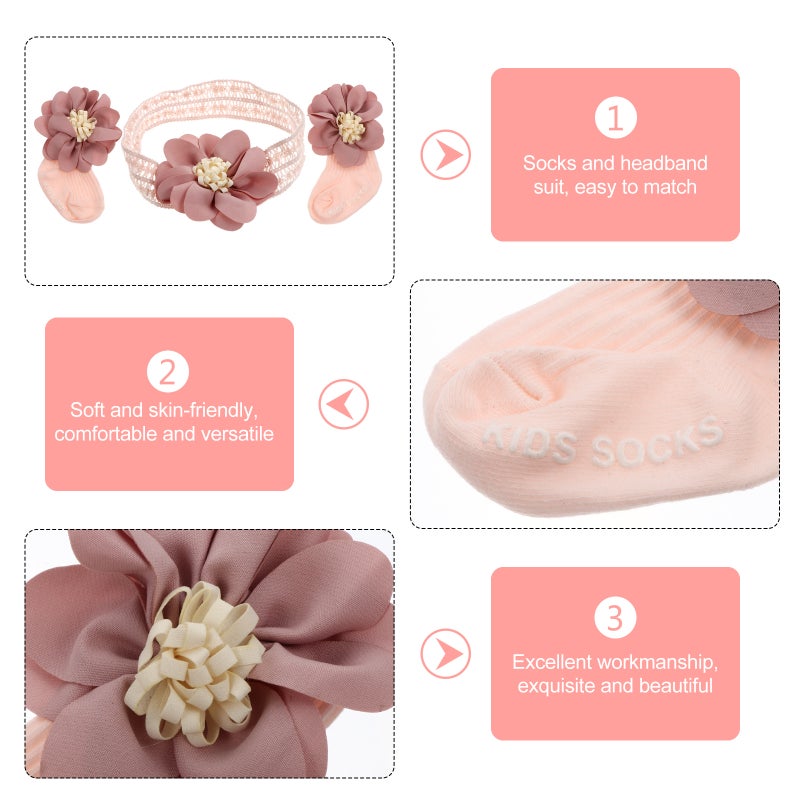 1 Set Baby Hundred Days Adorable Flower Headband Mid-calf Length Socks - Image 2