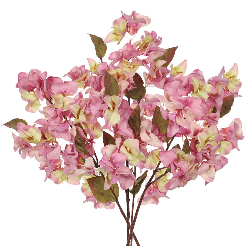 Briful Bougainvillea Artificial Flowers 5 Pack 27.5" Fake Bougainvillea Floral Stems Realistic Silk Flower Arrangements for Home Weddings Parties Table Vase Centerpiece Decor(Old Pink) - Image 1