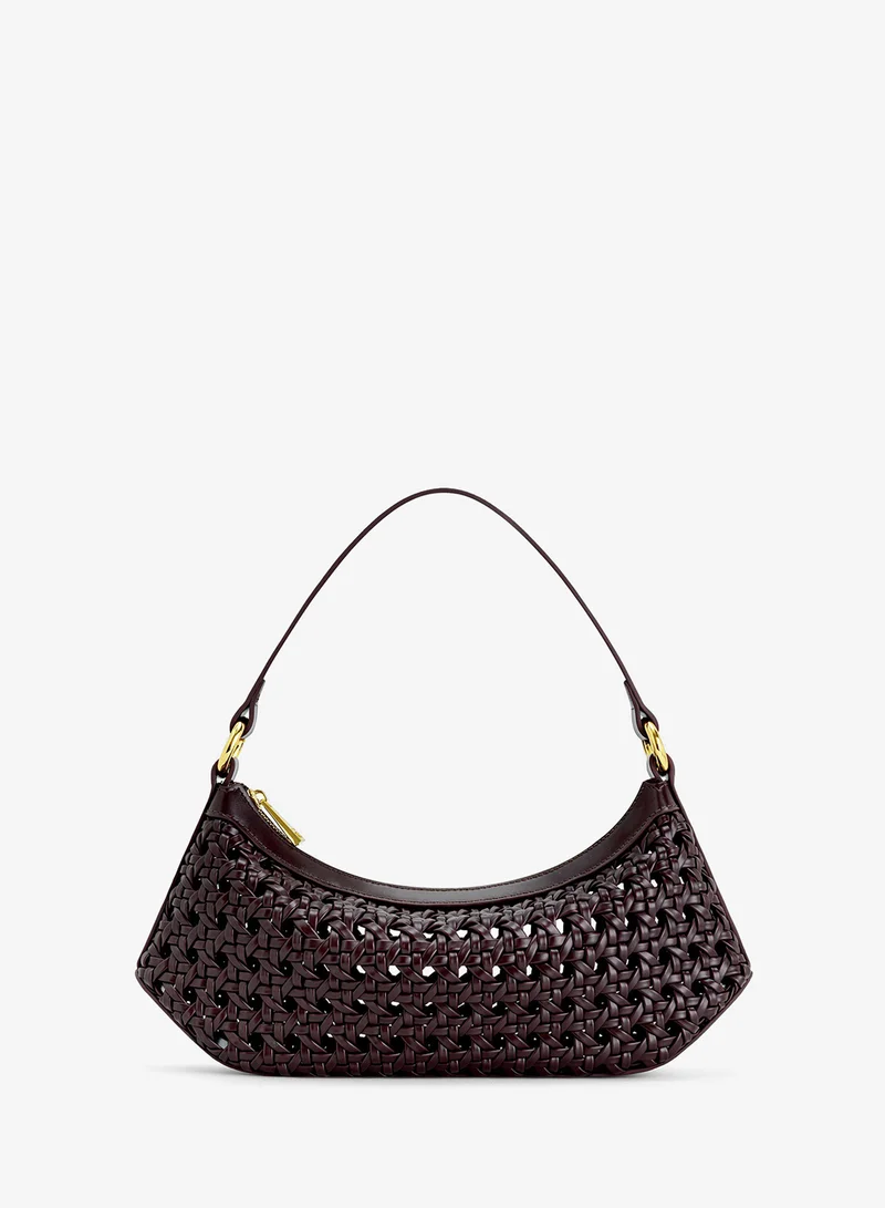 JW PEI lily faux bamboo woven shoulder bag