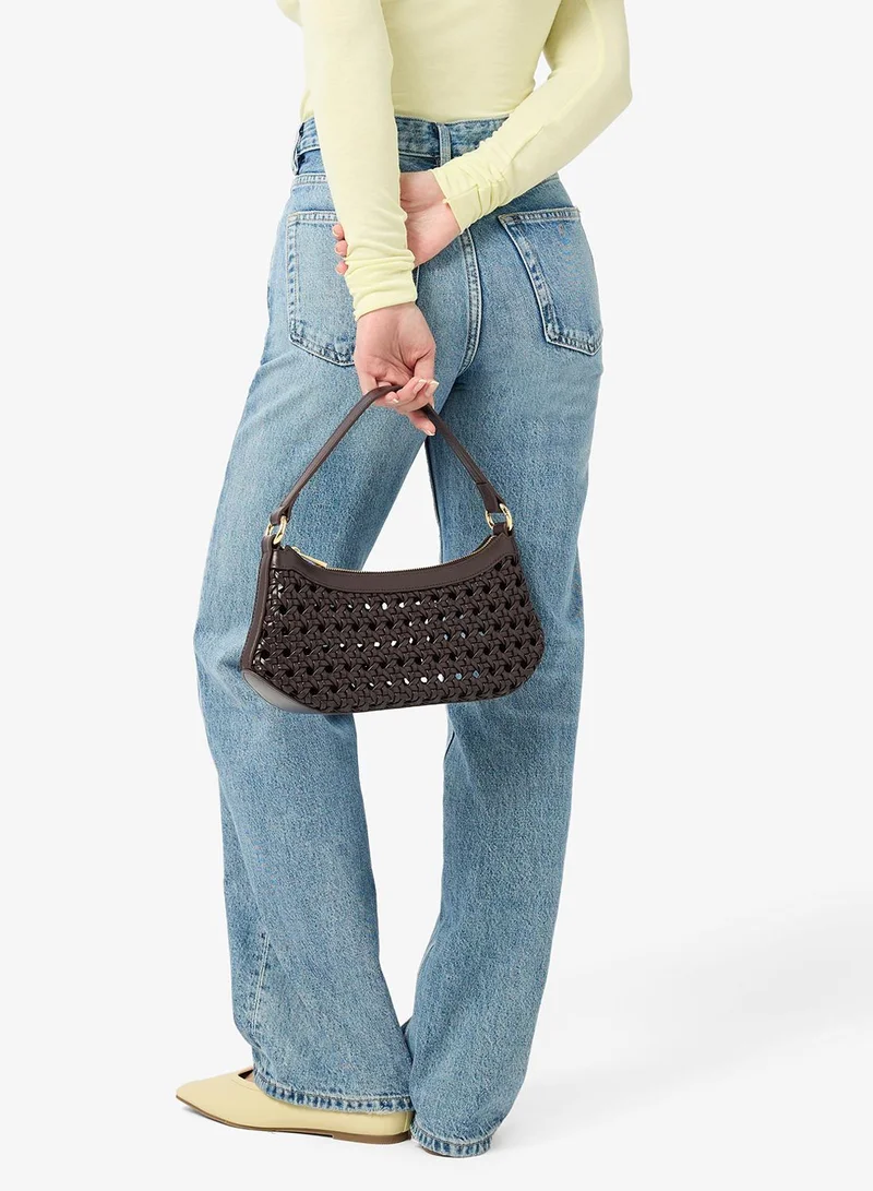 JW PEI lily faux bamboo woven shoulder bag