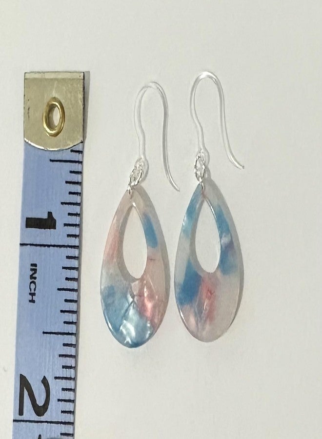 ROYALTY ESSENTIALS Womens Hypoallergenic Non-Allergenic Drop Plastic Earrings Hooks Posts Nickel Free Dangle Earrings for Sensitive Ears Lightweight Everyday Earrings (Blue and Pink Marble) - Image 2