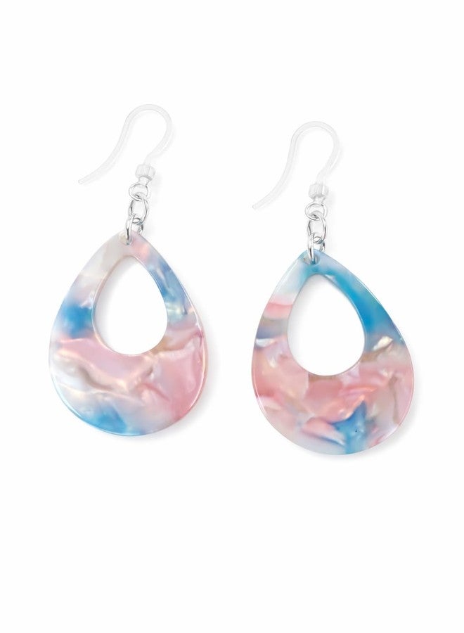 ROYALTY ESSENTIALS Womens Hypoallergenic Non-Allergenic Drop Plastic Earrings Hooks Posts Nickel Free Dangle Earrings for Sensitive Ears Lightweight Everyday Earrings (Blue and Pink Marble) - Image 1