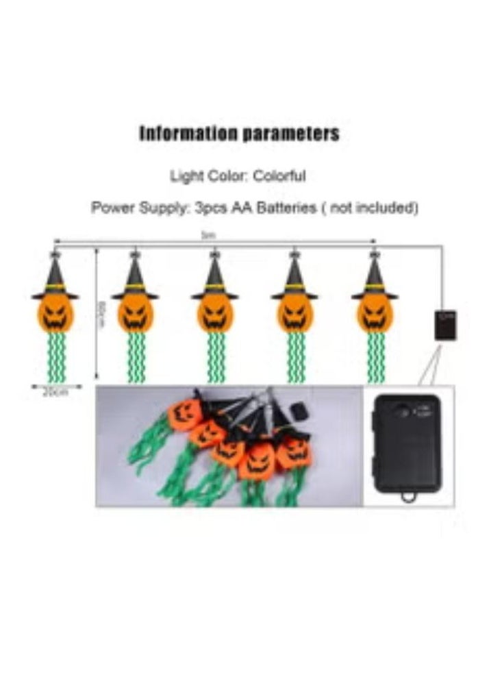 Generic Halloween Decorations Pumpkin String Lights,Battery Operated String Lights,9.84Ft Outdoor Indoor Pumpkin Lights with Colorful Light for Halloween Party Decor,Scary Ghost Witch Hat Pumkin Lantern (A)  - Image 2