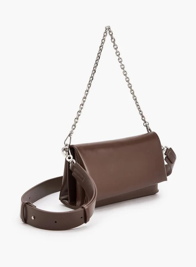 سيليست Textured Shoulder Bag With Chain Strap