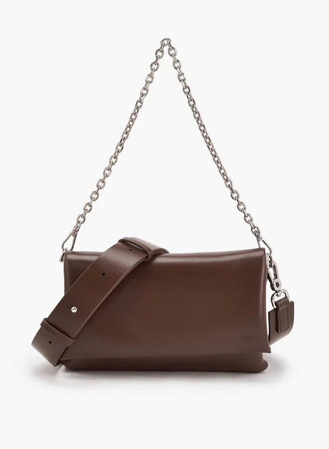 سيليست Textured Shoulder Bag With Chain Strap