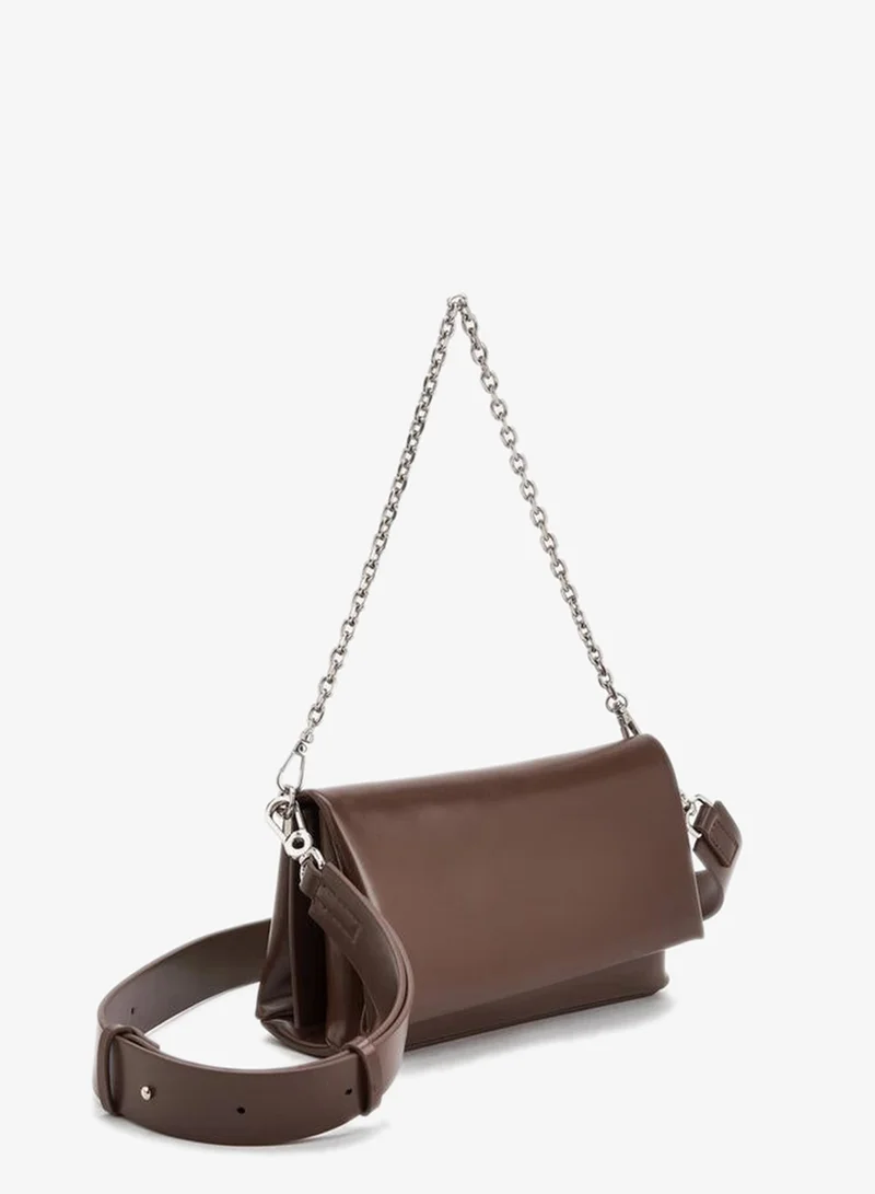 Celeste Textured Shoulder Bag With Chain Strap