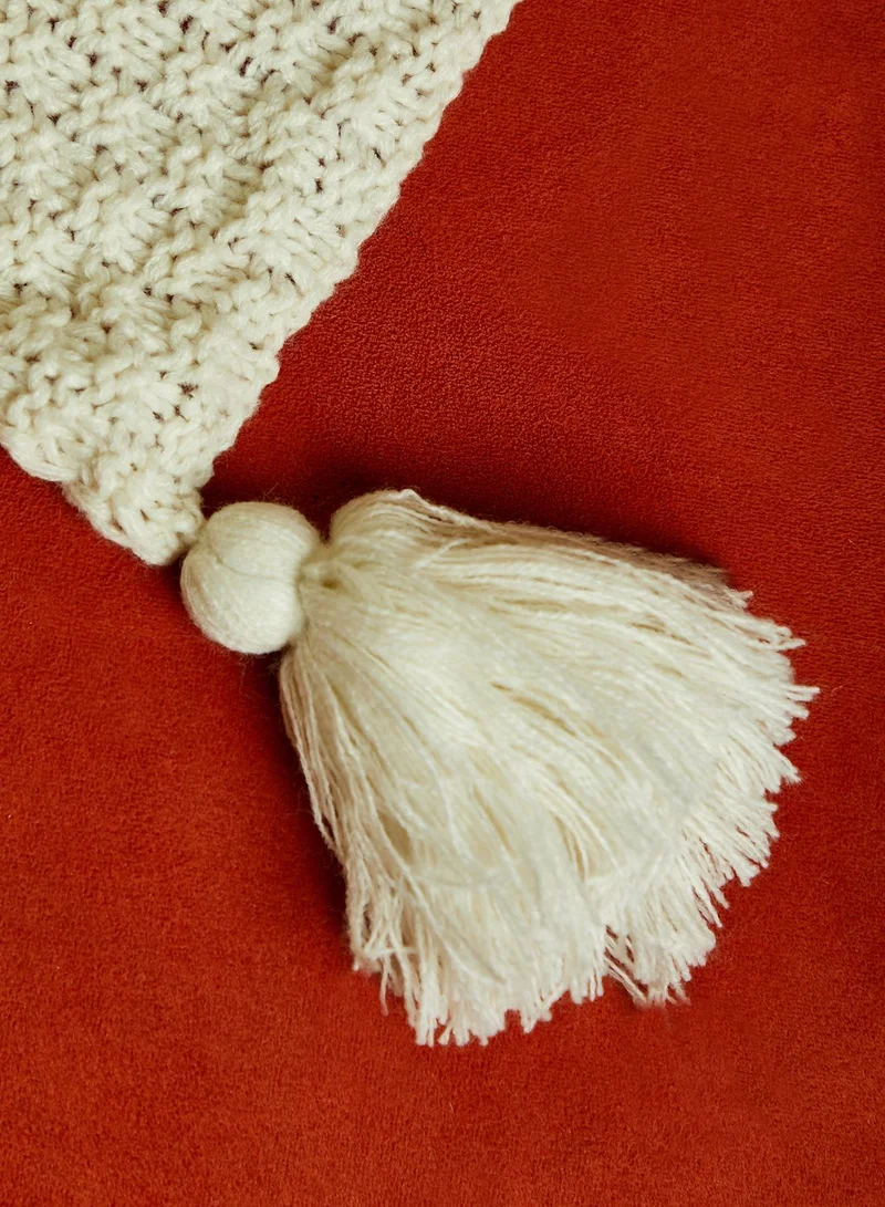 Noire Edit Cream Knitted Tassel Blanket