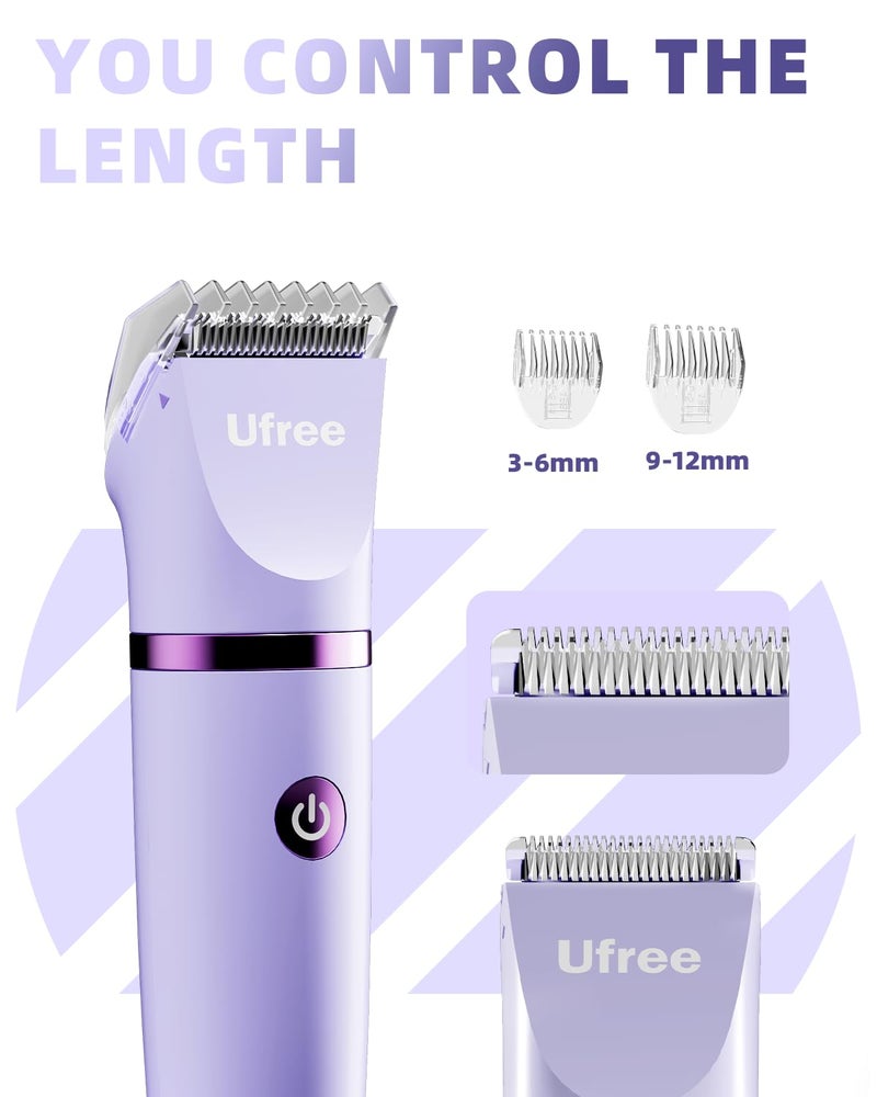 Ufree Bikini Trimmer Electric Razors for Women, Rechargeable Pubic Body Hair Trimmer Electric Shaver for Legs Body Hair, Bikini Shaver IPX7 Waterproof, Gifts for Women, Purple - Image 4