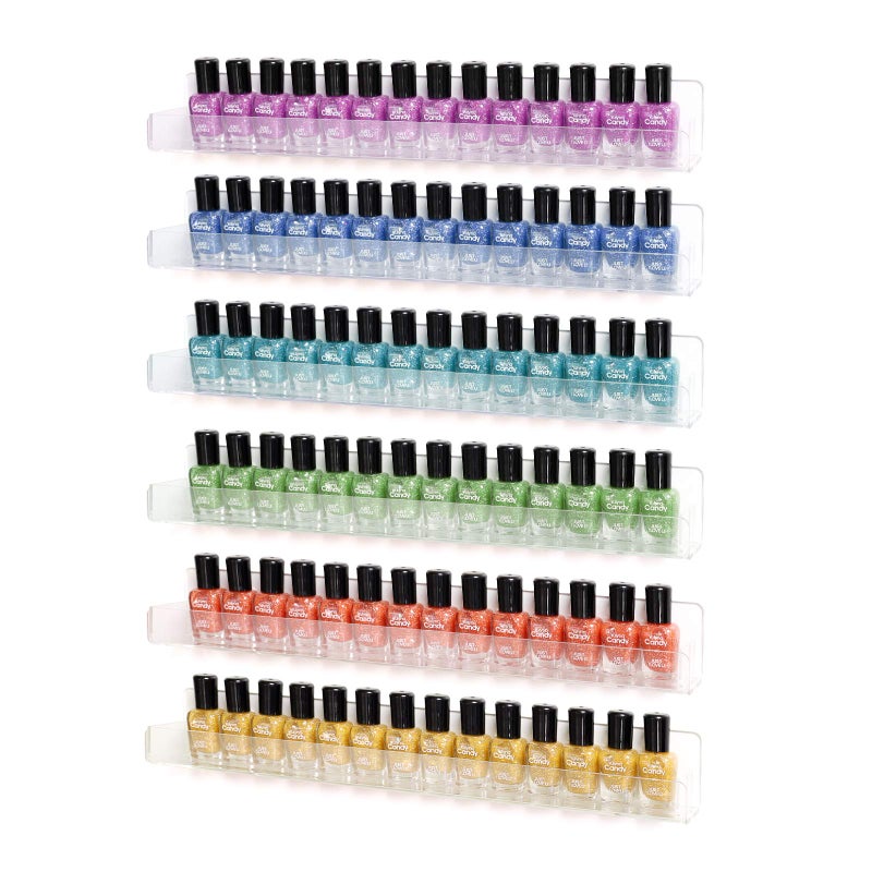 BTremary Acrylic Shelves Nail Polish Wall Mounted Holder Paint Organizer Storage Rack Clear 6 Pack Hanging Nail Polish Shelf Floating Wall Mount Nursery Bookshelves Vinyl Display Record Holder