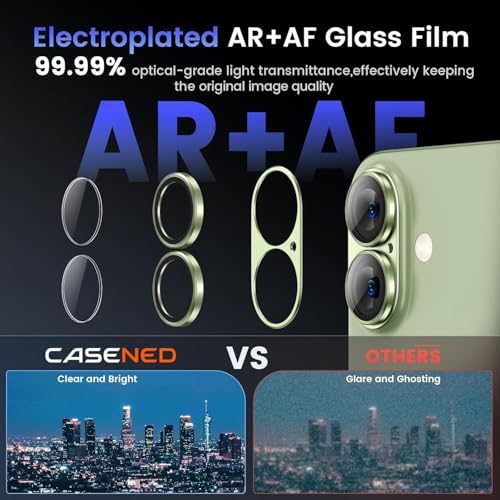 CASENED Camera Lens Protector Tempered Glass for iPhone 17 - Alloy Metal Cover with Tempered Glass - Scratch Resistant, Easy Installation - Image 2