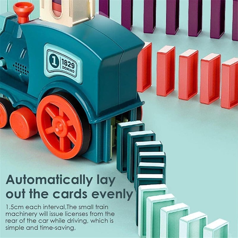 ويوبلز مجموعة ألعاب قطار الدومينو الأوتوماتيكية، مجموعة مكعبات بناء الدومينو، لعبة بناء الدومينو، لعبة تعليمية يمكنك تركيبها بنفسك، هدايا للأطفال (120 قطعة، أزرق) - Image 5
