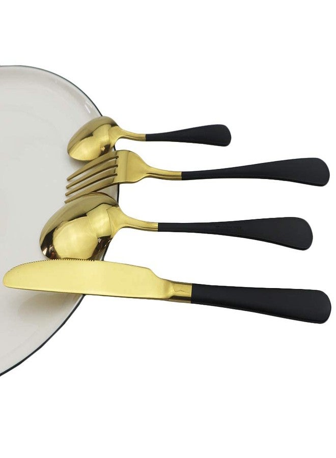 KAPO 24-Pieces Stainless Steel Cutlery Gift Set | Black & Gold Dinnerware | Premium Flatware Set for Dining Table | Includes Spoons, Forks, Butter Knives | Elegant Gift Box Packaging - Image 4