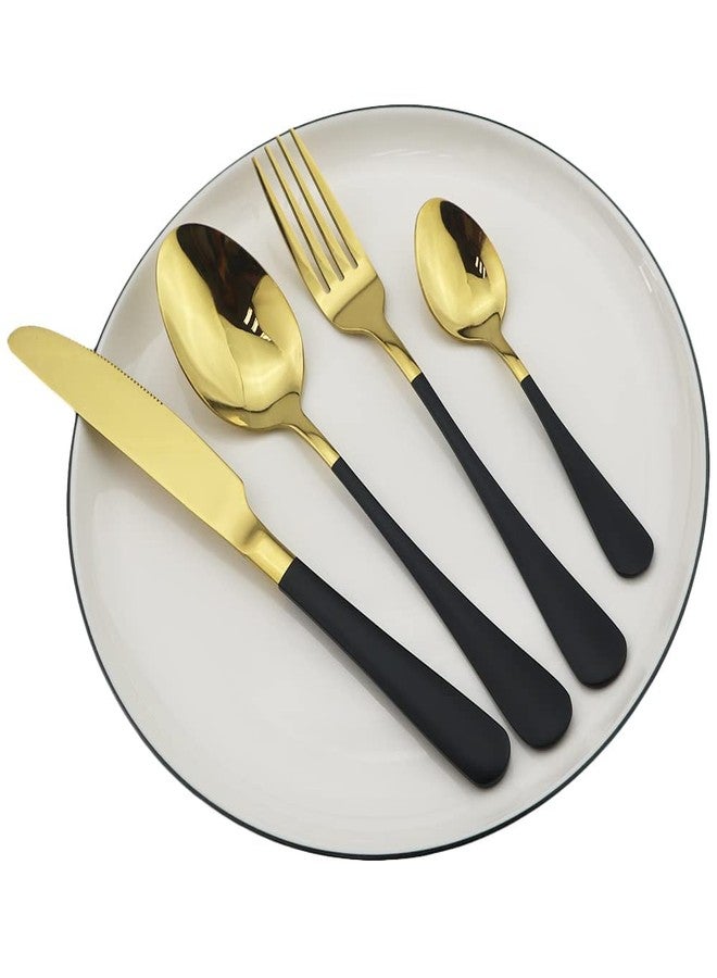 KAPO 24-Pieces Stainless Steel Cutlery Gift Set | Black & Gold Dinnerware | Premium Flatware Set for Dining Table | Includes Spoons, Forks, Butter Knives | Elegant Gift Box Packaging - Image 5